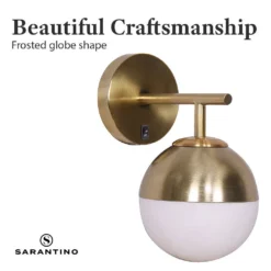 Sarantino Wall Lamp With Gold Metal Base & White Glass Shade 16 Sarantino Wall Lamp With Gold Metal Base & White Glass Shade -Home Lighting 7014897 6