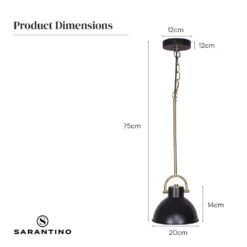 Sarantino Black & Gold Pendant Light -Home Lighting 7014921 8