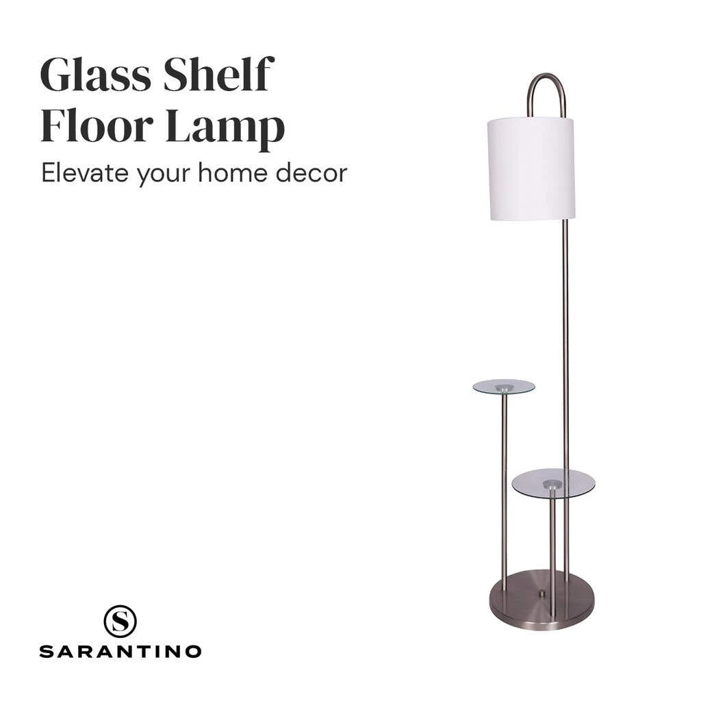 Sarantino Metal Floor Lamp With Glass Shelves 5 Sarantino Metal Floor Lamp With Glass Shelves - Image 5