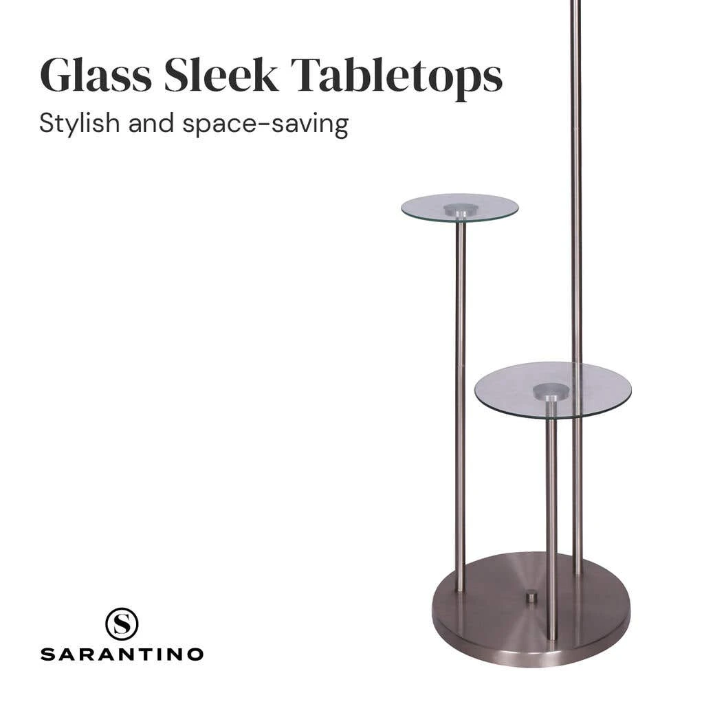 Sarantino Metal Floor Lamp With Glass Shelves 6 Sarantino Metal Floor Lamp With Glass Shelves - Image 6