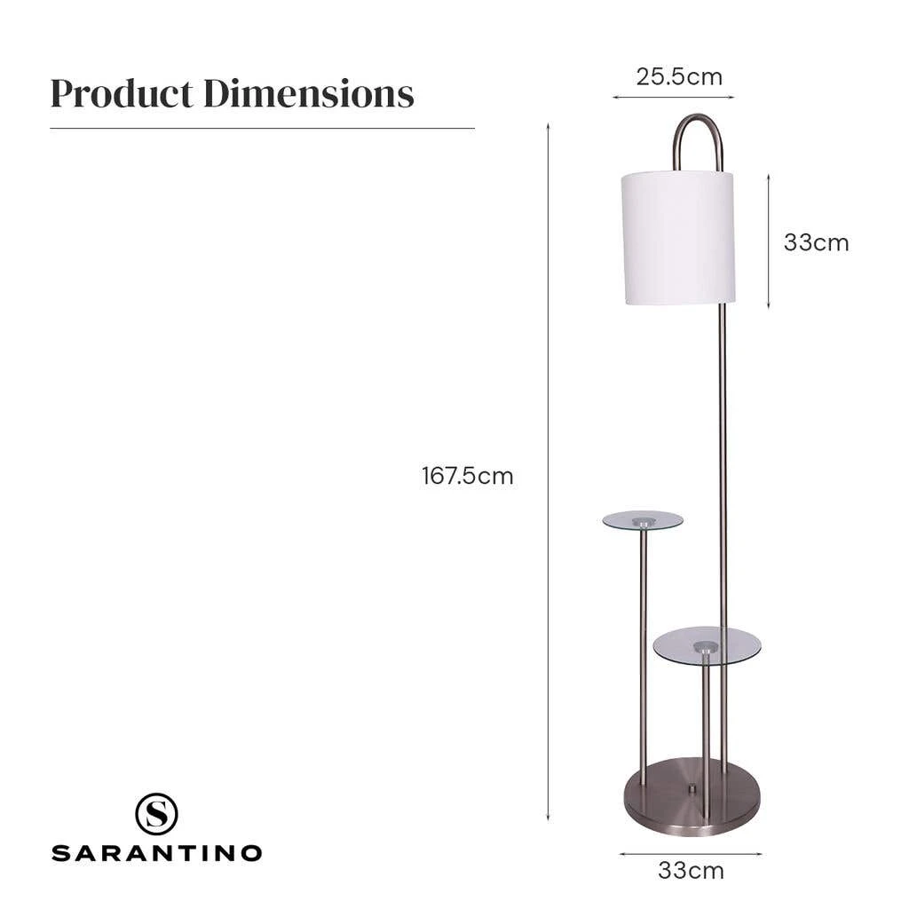Sarantino Metal Floor Lamp With Glass Shelves 9 Sarantino Metal Floor Lamp With Glass Shelves - Image 9