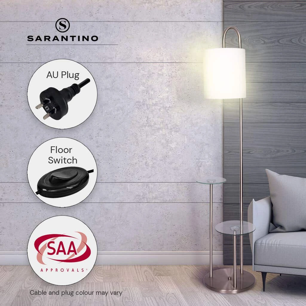 Sarantino Metal Floor Lamp With Glass Shelves 10 Sarantino Metal Floor Lamp With Glass Shelves - Image 10