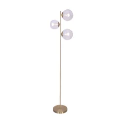Sarantino 3-Light Gold Metal Floor Lamp With Glass Shades