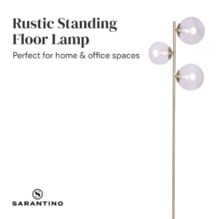 Sarantino 3-Light Gold Metal Floor Lamp With Glass Shades -Home Lighting 7014962 6