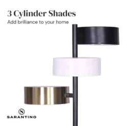 Sarantino Metal Floor Lamp With 3 Swirl Shades -Home Lighting 7015001 6