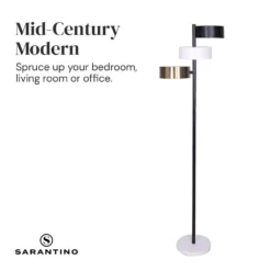 Sarantino Metal Floor Lamp With 3 Swirl Shades -Home Lighting 7015001 7