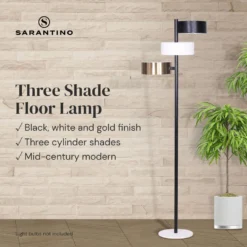 Sarantino Metal Floor Lamp With 3 Swirl Shades -Home Lighting 7015001 9