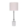 Sarantino Concrete & Metal Table Lamp With Off-White Linen Shade