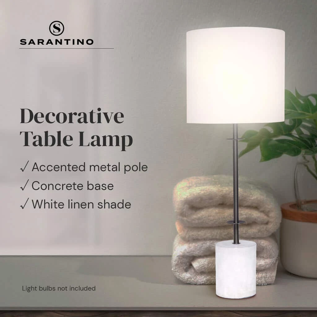 Sarantino Concrete & Metal Table Lamp With Off-White Linen Shade 11 Sarantino Concrete & Metal Table Lamp With Off-White Linen Shade - Image 11