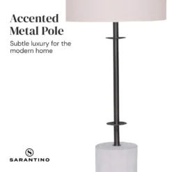 Sarantino Concrete & Metal Table Lamp With Off-White Linen Shade 15 Sarantino Concrete & Metal Table Lamp With Off-White Linen Shade -Home Lighting 7015035 4