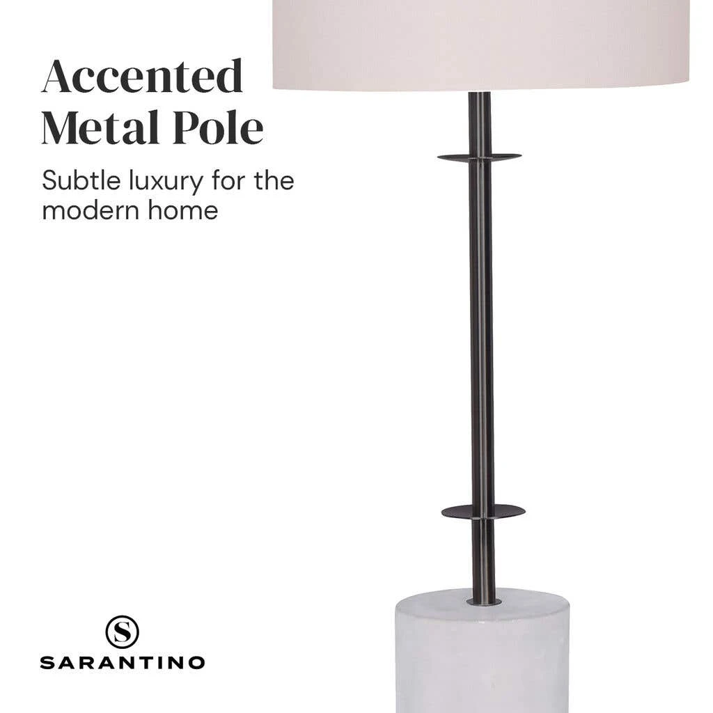 Sarantino Concrete & Metal Table Lamp With Off-White Linen Shade 5 Sarantino Concrete & Metal Table Lamp With Off-White Linen Shade - Image 5