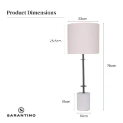 Sarantino Concrete & Metal Table Lamp With Off-White Linen Shade 18 Sarantino Concrete & Metal Table Lamp With Off-White Linen Shade -Home Lighting 7015035 7