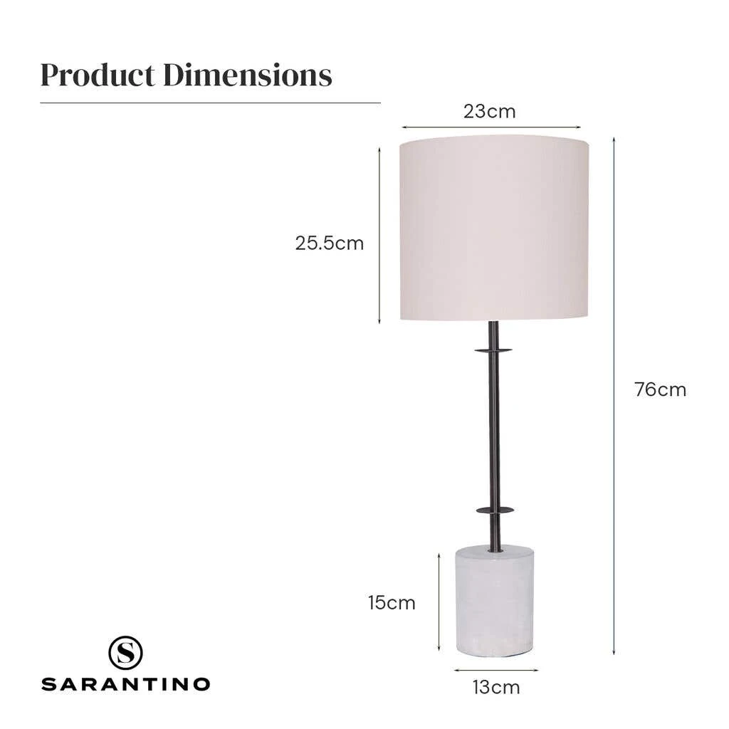 Sarantino Concrete & Metal Table Lamp With Off-White Linen Shade 8 Sarantino Concrete & Metal Table Lamp With Off-White Linen Shade - Image 8