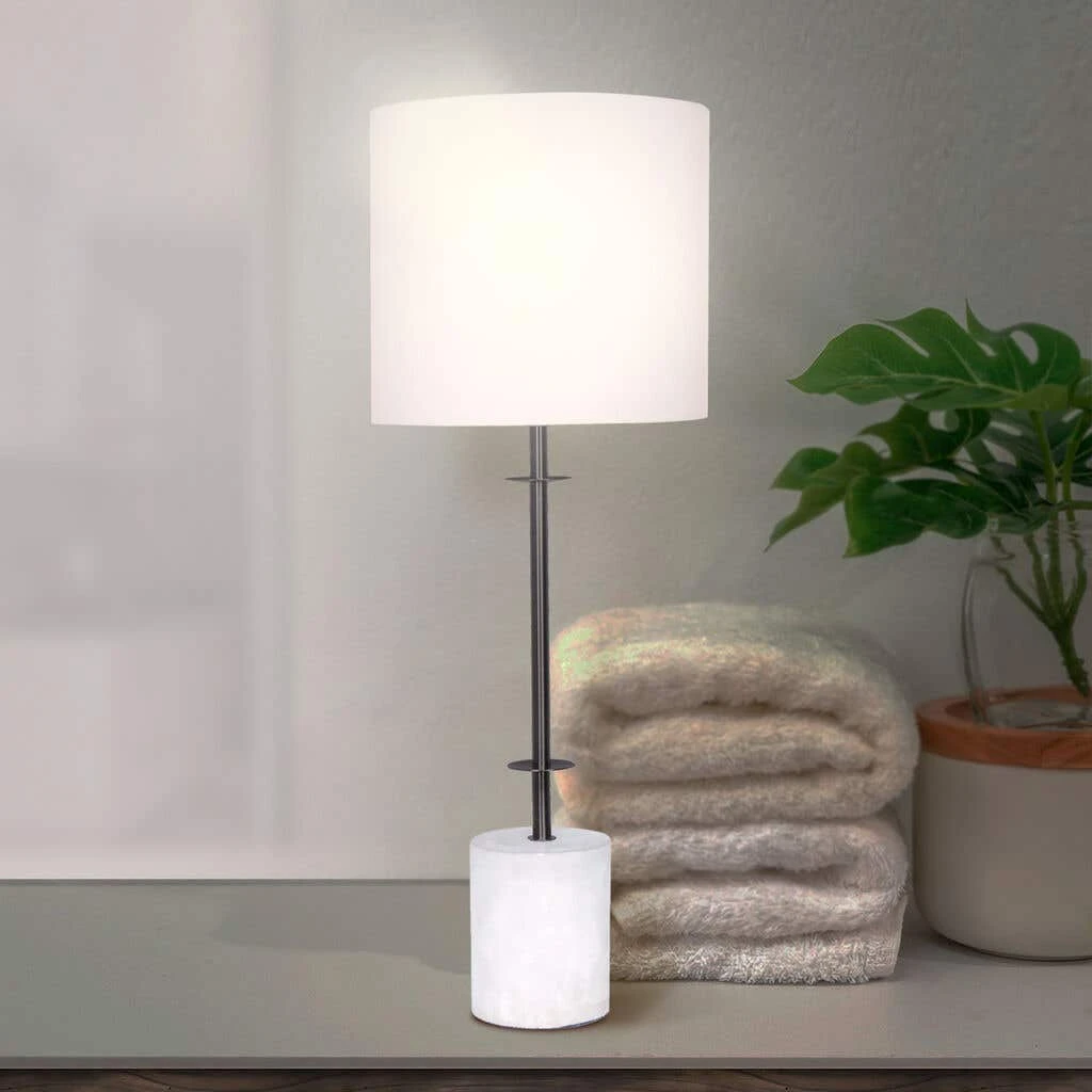 Sarantino Concrete & Metal Table Lamp With Off-White Linen Shade 9 Sarantino Concrete & Metal Table Lamp With Off-White Linen Shade - Image 9