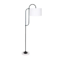 Sarantino Metal Floor Lamp With Marble Base & Off-White Shade
