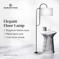 Sarantino Metal Floor Lamp With Marble Base & Off-White Shade -Home Lighting 7015050 10