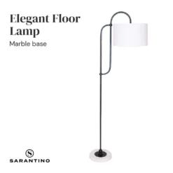Sarantino Metal Floor Lamp With Marble Base & Off-White Shade -Home Lighting 7015050 3