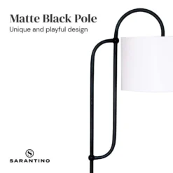 Sarantino Metal Floor Lamp With Marble Base & Off-White Shade -Home Lighting 7015050 5