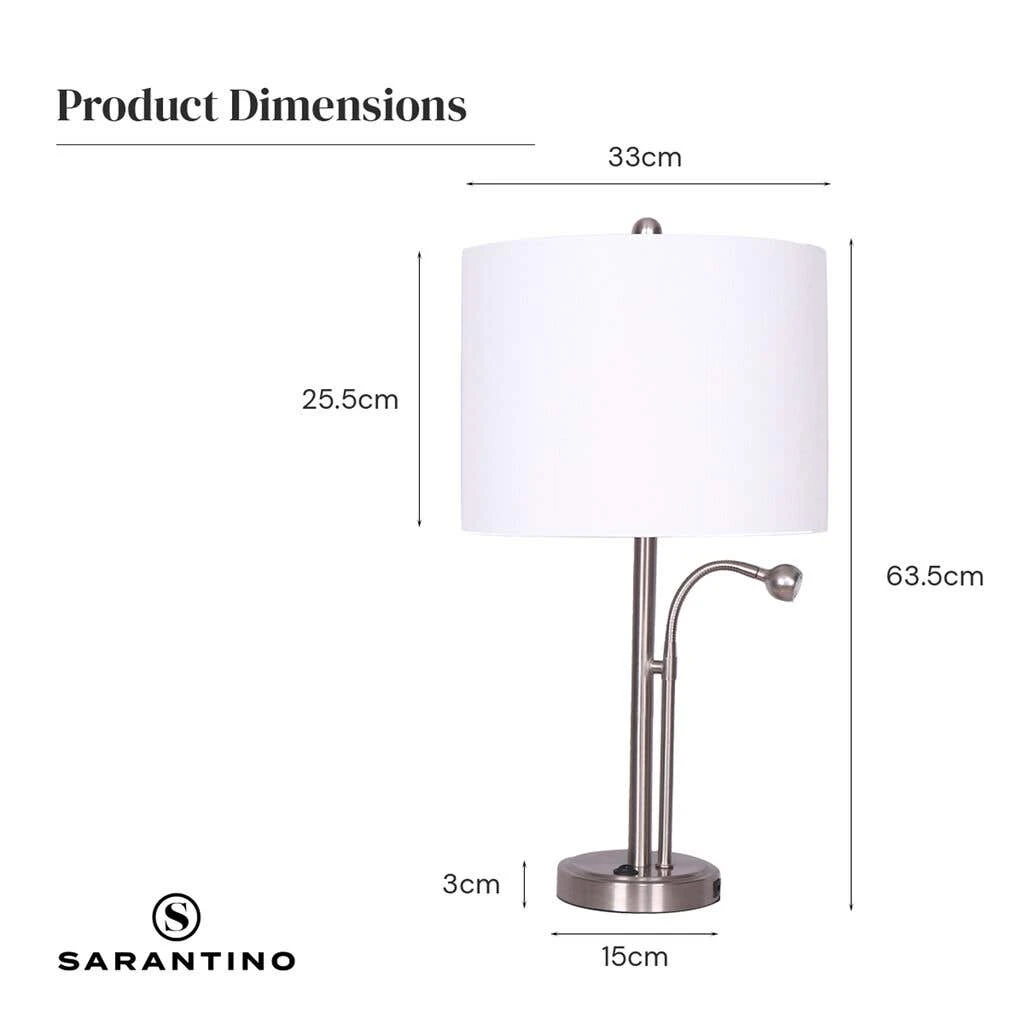 Sarantino 2-in-1 Table Lamp With LED Reading Light 8 Sarantino 2-in-1 Table Lamp With LED Reading Light - Image 8