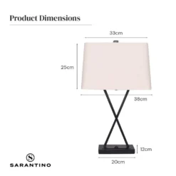 Sarantino Metal Table Lamp Rectangular Shade X Stand -Home Lighting 7015084 7