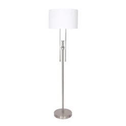 Sarantino Brushed Nickel Height-Adjustable Metal Floor Lamp