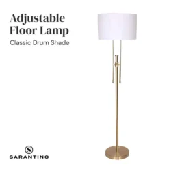 Sarantino Brushed Gold Height-Adjustable Metal Floor Lamp -Home Lighting 7015118 3