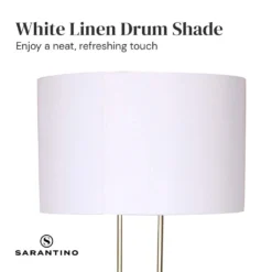 Sarantino Brushed Gold Height-Adjustable Metal Floor Lamp -Home Lighting 7015118 4