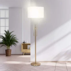 Sarantino Brushed Gold Height-Adjustable Metal Floor Lamp -Home Lighting 7015118 9