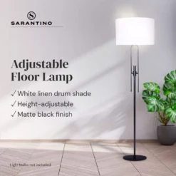 Sarantino Height-Adjustable Metal Floor Lamp Matte Black -Home Lighting 7015126 10