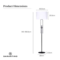 Sarantino Height-Adjustable Metal Floor Lamp Matte Black -Home Lighting 7015126 7