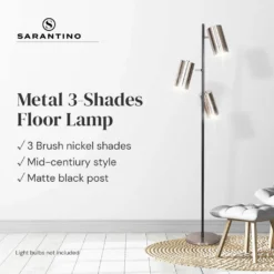 Sarantino 3-Shade Metal Floor Lamp Nickel & Matte Black Finish -Home Lighting 7015142 10