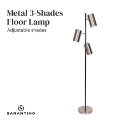 Sarantino 3-Shade Metal Floor Lamp Nickel & Matte Black Finish -Home Lighting 7015142 3