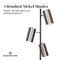 Sarantino 3-Shade Metal Floor Lamp Nickel & Matte Black Finish -Home Lighting 7015142 4