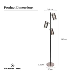 Sarantino 3-Shade Metal Floor Lamp Nickel & Matte Black Finish -Home Lighting 7015142 7