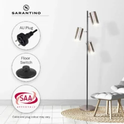 Sarantino 3-Shade Metal Floor Lamp Nickel & Matte Black Finish -Home Lighting 7015142 8