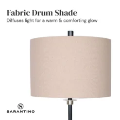 Sarantino Metal Table Lamp With Linen Drum Shade -Home Lighting 7015175 3
