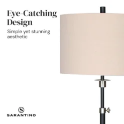 Sarantino Metal Floor Lamp With Cream Drum Shade -Home Lighting 7015183 4