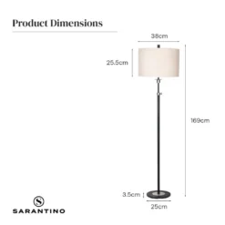 Sarantino Metal Floor Lamp With Cream Drum Shade -Home Lighting 7015183 7
