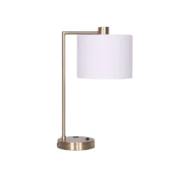 Sarantino Metal Task Lamp With USB Charging Port Antique Brass Finish