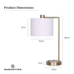 Sarantino Metal Task Lamp With USB Charging Port Antique Brass Finish 12 Sarantino Metal Task Lamp With USB Charging Port Antique Brass Finish -Home Lighting 7015225 4