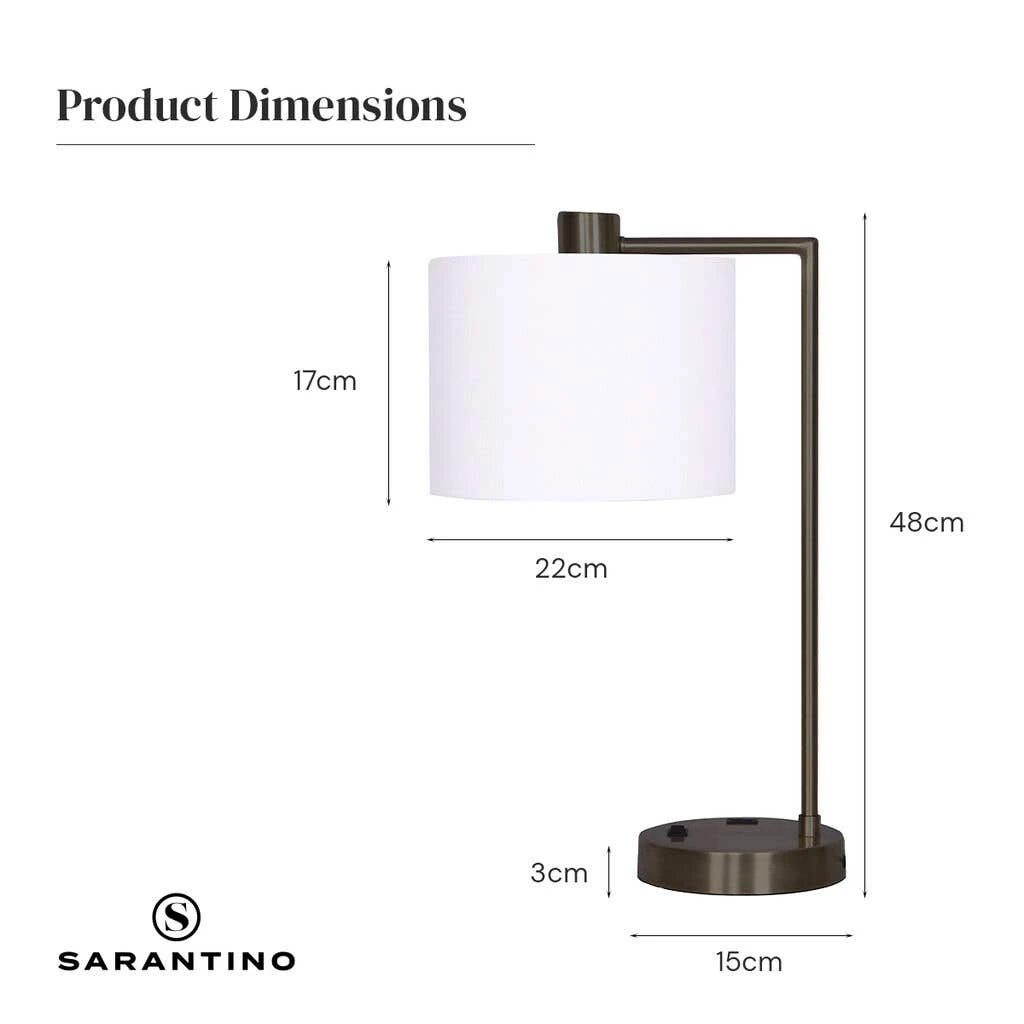 Sarantino Metal Task Lamp With USB Port Bronze 5 Sarantino Metal Task Lamp With USB Port Bronze - Image 5