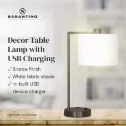Sarantino Metal Task Lamp With USB Port Bronze 14 Sarantino Metal Task Lamp With USB Port Bronze -Home Lighting 7015233 6