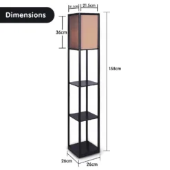 Sarantino Etagere Floor Lamp Shelves In Black Frame Fabric Shade -Home Lighting 7015241 4