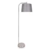 Sarantino Metal Task Floor Lamp Nickel Finish With Grey Fabric Shade