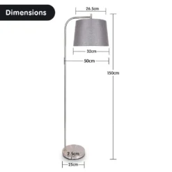 Sarantino Metal Task Floor Lamp Nickel Finish With Grey Fabric Shade -Home Lighting 7015274 2