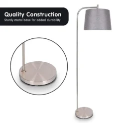 Sarantino Metal Task Floor Lamp Nickel Finish With Grey Fabric Shade -Home Lighting 7015274 3