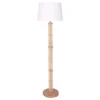 Sarantino Rattan Floor Lamp With Off-White Linen Shade