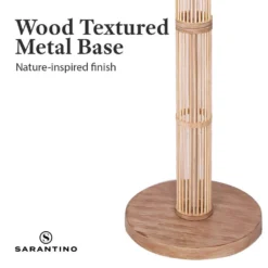 Sarantino Rattan Floor Lamp With Off-White Linen Shade -Home Lighting 7015324 4