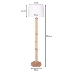 Sarantino Rattan Floor Lamp With Off-White Linen Shade -Home Lighting 7015324 5