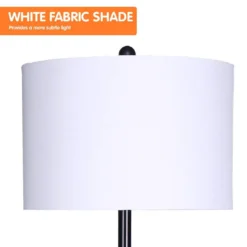 Sarantino Metal Floor Lamp Shade Black Post In Marble Finish Shelves -Home Lighting 7015332 2